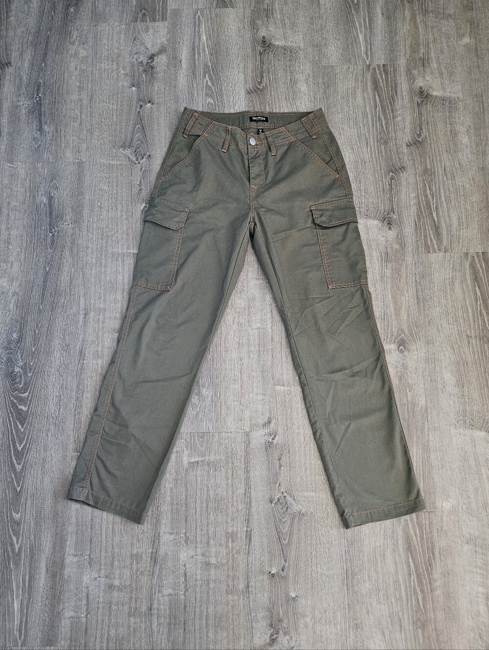 True Religion Cargo Pants Olive Green Kalamata Orange Stitch 108335 Mens Size 30
